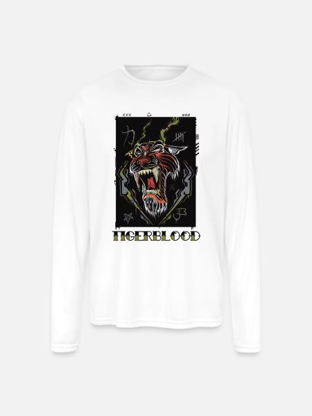 Tigerblood Neon Roar - Men's Moisture Wicking Performance Long Sleeve T-Shirt - white