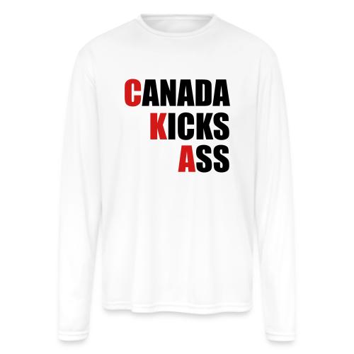Canada Kicks Ass Vertical - Men's Moisture Wicking Performance Long Sleeve T-Shirt