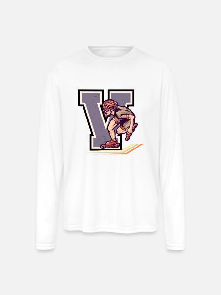 Rollerblading Velocity - V Series - Men's Moisture Wicking Performance Long Sleeve T-Shirt - white