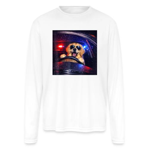 Funny Police Golden Retriever Meme Tee - Men's Moisture Wicking Performance Long Sleeve T-Shirt