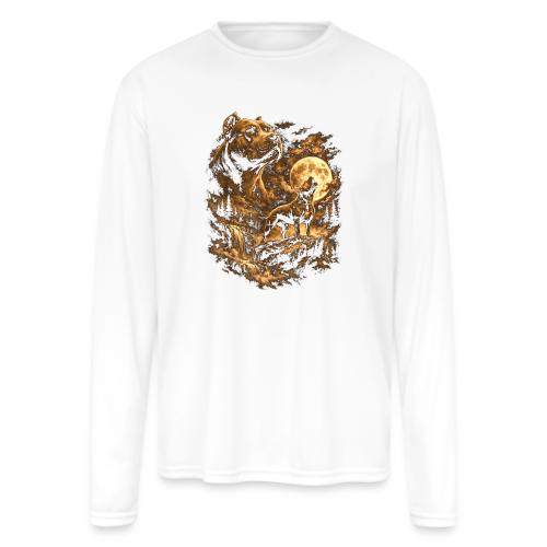 Pit Bull Howling Moon Fantasy Forest Tee - Men's Moisture Wicking Performance Long Sleeve T-Shirt