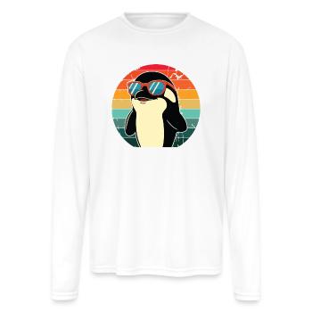 Penguin in Sunset Sunglasses - Men's Moisture Wicking Performance Long Sleeve T-Shirt - white - Front