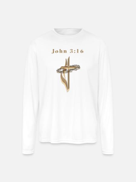 John 3:16 - Men's Moisture Wicking Performance Long Sleeve T-Shirt - white