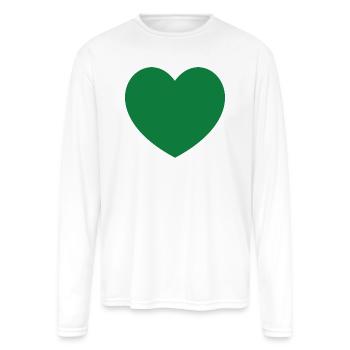 Dark Green Heart - Men's Moisture Wicking Performance Long Sleeve T-Shirt - white - Front
