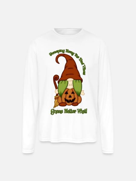 Gnome-O-Ween Pumpkin Witch Pun - Men's Moisture Wicking Performance Long Sleeve T-Shirt - white