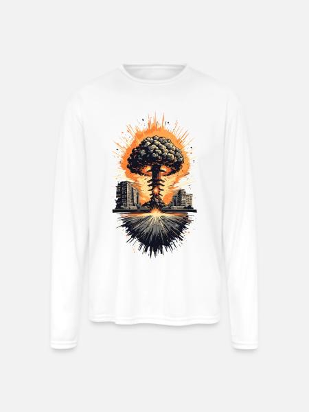 Urban Nuclear Mushroom Cloud - Men's Moisture Wicking Performance Long Sleeve T-Shirt - white