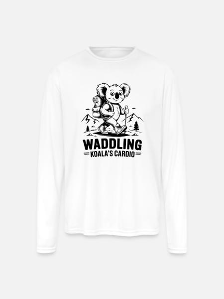 Waddling Koala Cardio - Men's Moisture Wicking Performance Long Sleeve T-Shirt - white