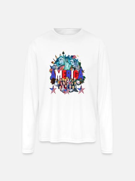 Liberty Legacy T-shirt - Men's Moisture Wicking Performance Long Sleeve T-Shirt - white
