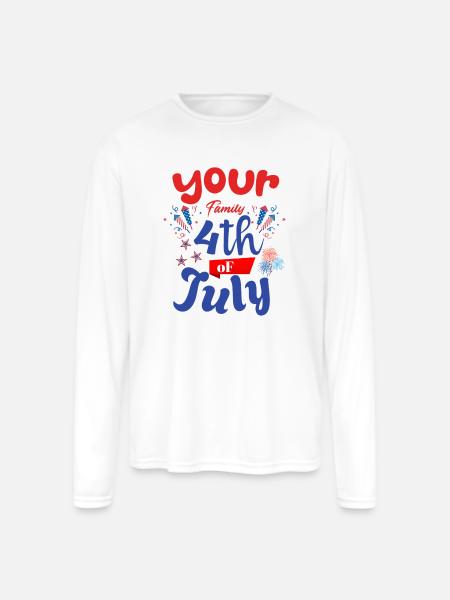 4th Of July - Men's Moisture Wicking Performance Long Sleeve T-Shirt - white