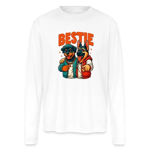 Hip Hop Dog Besties Shirt for Friends & Pet Lovers - Men's Moisture Wicking Performance Long Sleeve T-Shirt