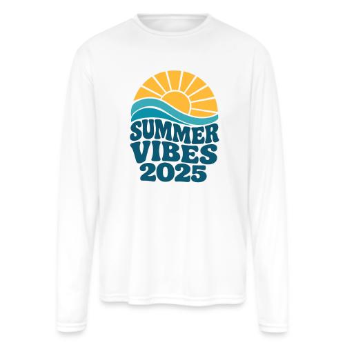 Summer Vibes 2025 Retro Sunset T-Shirt | Fun Beach - Men's Moisture Wicking Performance Long Sleeve T-Shirt
