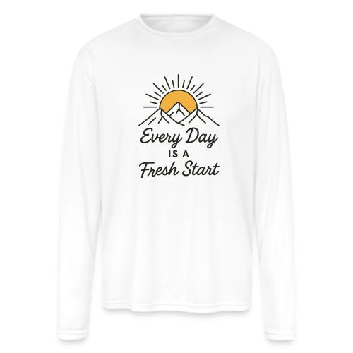 Inspirational Mountain Sunrise Motif - Men's Moisture Wicking Performance Long Sleeve T-Shirt