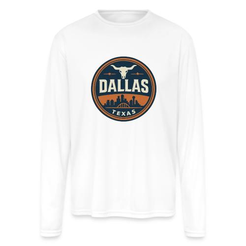 Vintage Dallas Texas Western Skyline Retro Cowboy - Men's Moisture Wicking Performance Long Sleeve T-Shirt