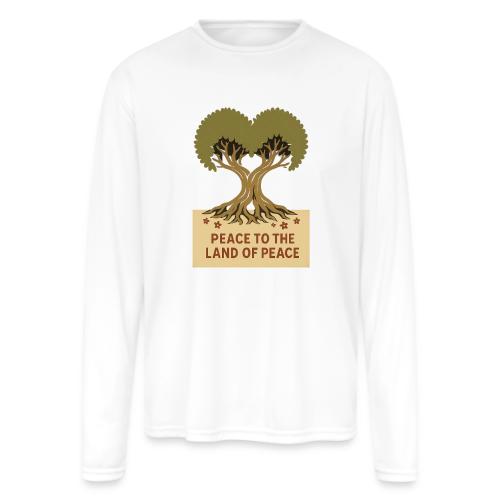 Peace To The Land Of Peace Tree Heart - Men's Moisture Wicking Performance Long Sleeve T-Shirt