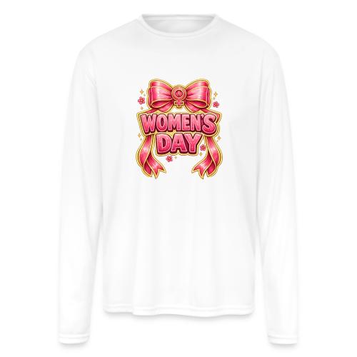 Cute Pink Bow Women’s Day Feminist Symbol - Men's Moisture Wicking Performance Long Sleeve T-Shirt