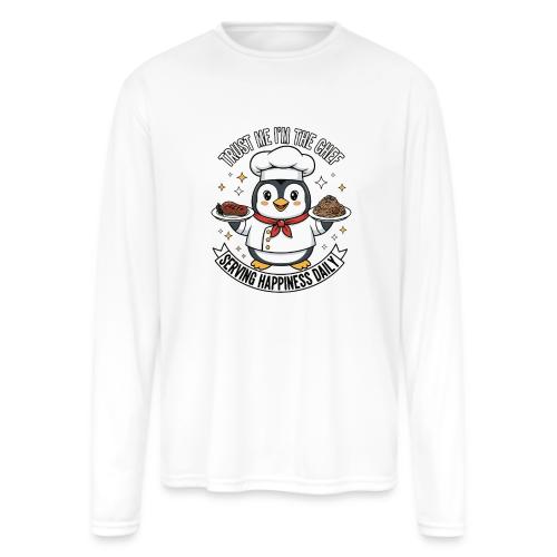cute Penguin Chef-Funny Cartoon Daily Happiness - Men's Moisture Wicking Performance Long Sleeve T-Shirt