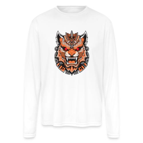 Tribal Demon Wolf Mask - Men's Moisture Wicking Performance Long Sleeve T-Shirt