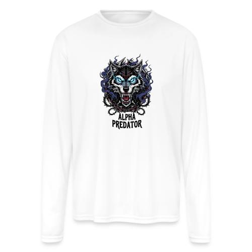 Alpha Predator Wolf Fierce Neon Eyes - Men's Moisture Wicking Performance Long Sleeve T-Shirt