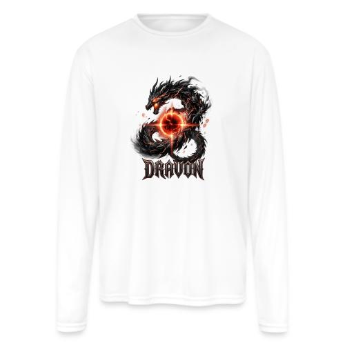 Dravon Fire Dragon Dark Fantasy Graphic T-Shirt - Men's Moisture Wicking Performance Long Sleeve T-Shirt