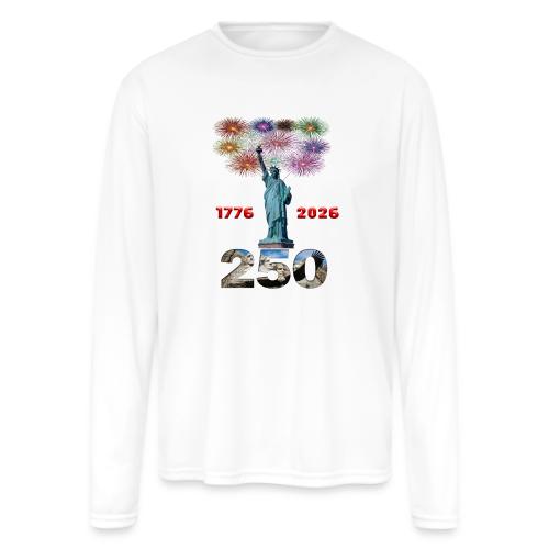 1776 - 2026 | 250 Years USA | Fireworks - Men's Moisture Wicking Performance Long Sleeve T-Shirt