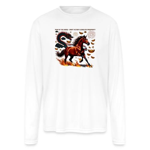 Year of the Horse Victory T Shirt, Lunar New Year - Men's Moisture Wicking Performance Long Sleeve T-Shirt
