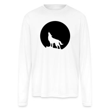 Wolf Howling Moon - Men's Moisture Wicking Performance Long Sleeve T-Shirt - white - Front