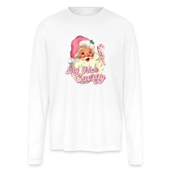 Retro Groovy Big Nick Santa Energy Pink Santa - Men's Moisture Wicking Performance Long Sleeve T-Shirt - white - Front