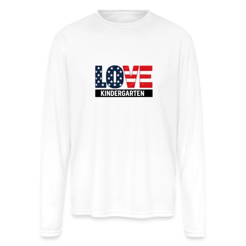 Love Kindergarten Patriotic Graduation - Men's Moisture Wicking Performance Long Sleeve T-Shirt