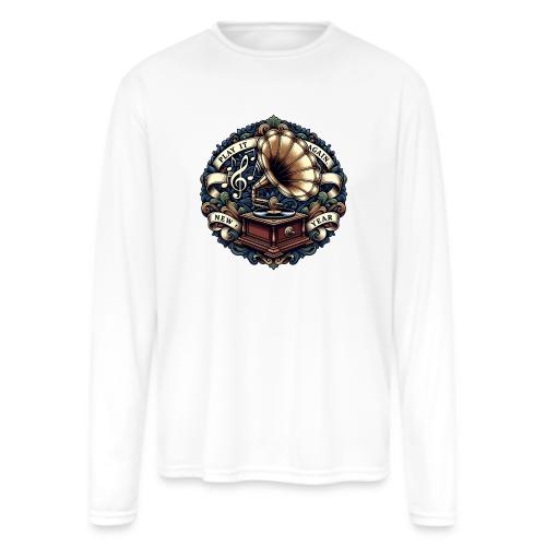 Ornate Phonograph T-Shirt - Men's Moisture Wicking Performance Long Sleeve T-Shirt