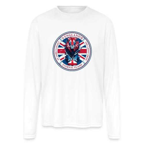 England Lion Emblem T Shirt, Flag Pride Gift - Men's Moisture Wicking Performance Long Sleeve T-Shirt