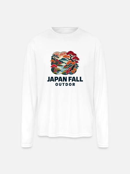 Maple Tranquility - Men's Moisture Wicking Performance Long Sleeve T-Shirt - white