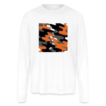 Orange Camo Pattern - Men's Moisture Wicking Performance Long Sleeve T-Shirt - white - Front