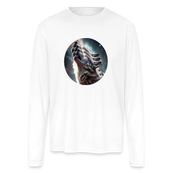 Wolf howling - Men's Moisture Wicking Performance Long Sleeve T-Shirt - white - Front