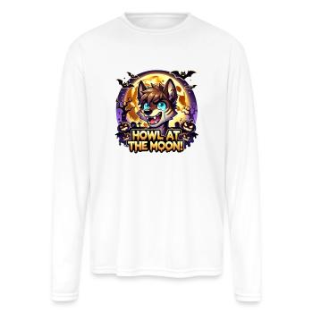 Moon Howl – The Cute Halloween Wolf - Men's Moisture Wicking Performance Long Sleeve T-Shirt - white - Front