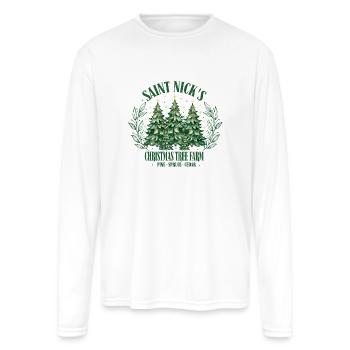 SAINT NICKS CHRISTMAS TREE FARM - Men's Moisture Wicking Performance Long Sleeve T-Shirt - white - Front