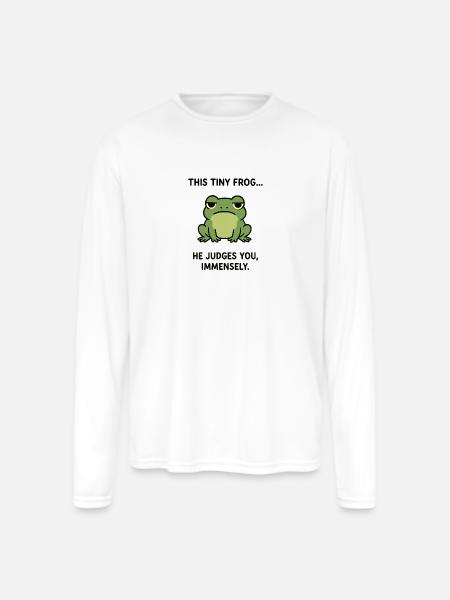 Frog Judges You, Immensely. - Men's Moisture Wicking Performance Long Sleeve T-Shirt - white