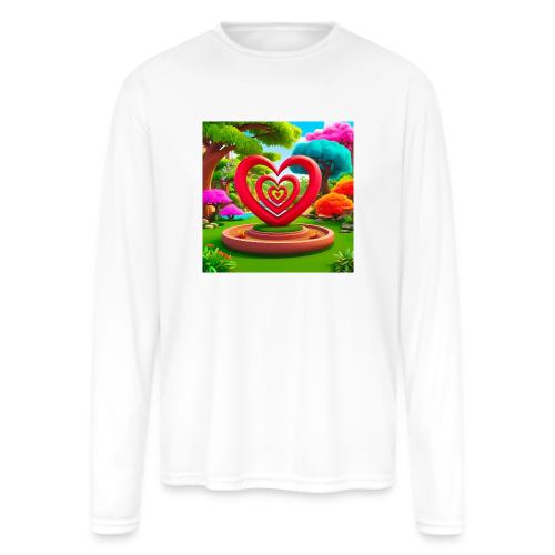 Triple heart landscape, nature, love, happiness - Men's Moisture Wicking Performance Long Sleeve T-Shirt