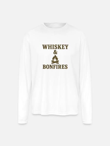 Whiskey Bonfires - Men's Moisture Wicking Performance Long Sleeve T-Shirt - white
