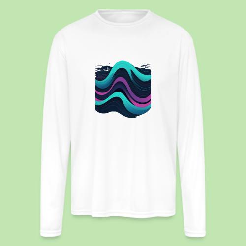 Abstract Wavy Ocean Pattern - Men's Moisture Wicking Performance Long Sleeve T-Shirt