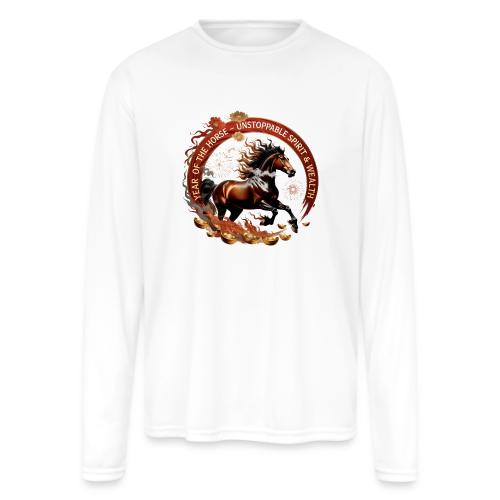 Year of the Horse Fiery Spirit T Shirt, Lunar New - Men's Moisture Wicking Performance Long Sleeve T-Shirt