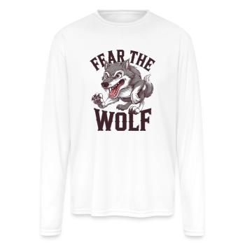 Howling Wolf Spirit - Men's Moisture Wicking Performance Long Sleeve T-Shirt - white - Front