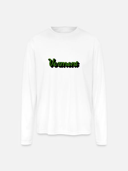 Green Vermont - Men's Moisture Wicking Performance Long Sleeve T-Shirt - white