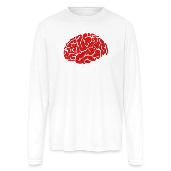 Crimson Brain Mosaic - Men's Moisture Wicking Performance Long Sleeve T-Shirt - white - Front