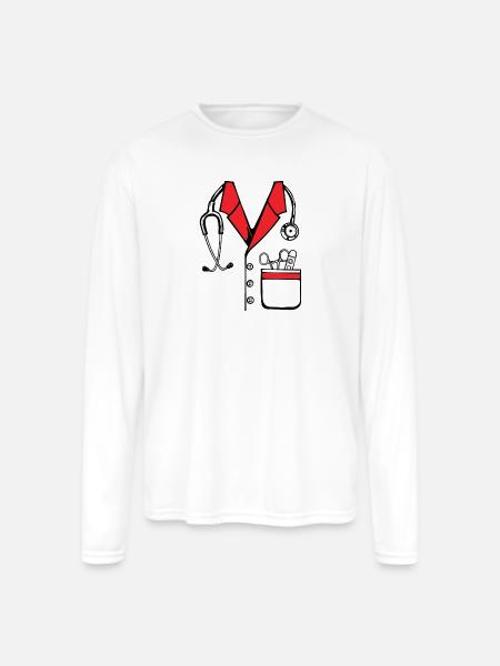 Doctor Stethoscope - Men's Moisture Wicking Performance Long Sleeve T-Shirt - white