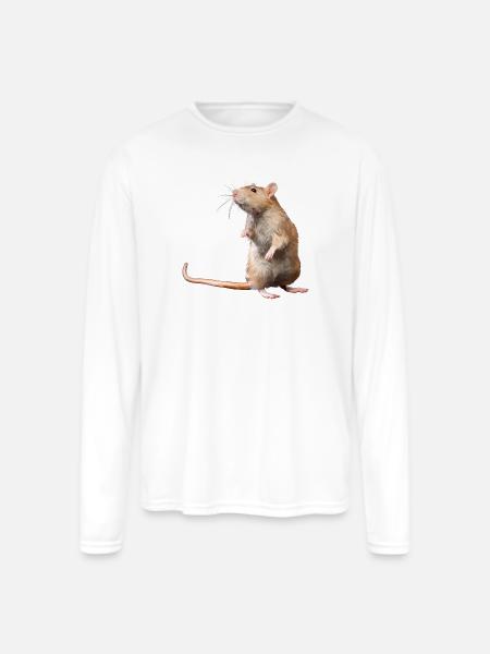 Mouse - Men's Moisture Wicking Performance Long Sleeve T-Shirt - white