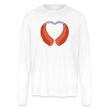 Heart Shaped Hearing Aid - Men's Moisture Wicking Performance Long Sleeve T-Shirt - white - Front