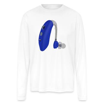 A Blue Hearing Aid - Men's Moisture Wicking Performance Long Sleeve T-Shirt - white - Front