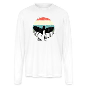 Retro Sunset Bird Silhouette - Men's Moisture Wicking Performance Long Sleeve T-Shirt - white - Front