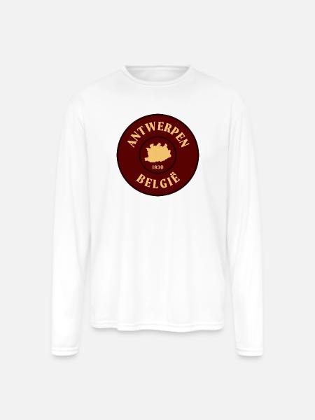 Antwerp Crest 1830 Emblem - Men's Moisture Wicking Performance Long Sleeve T-Shirt - white