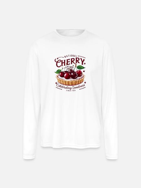 National Cherry Tart Day  - Men's Moisture Wicking Performance Long Sleeve T-Shirt - white